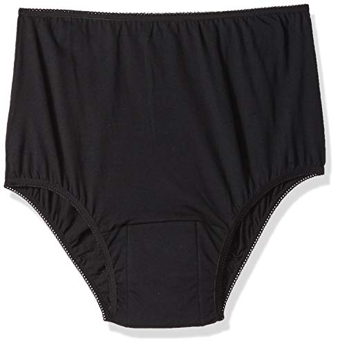 Continuon Washable Cotton Incontinence Underwear with Absorbent Pad for Women, Black